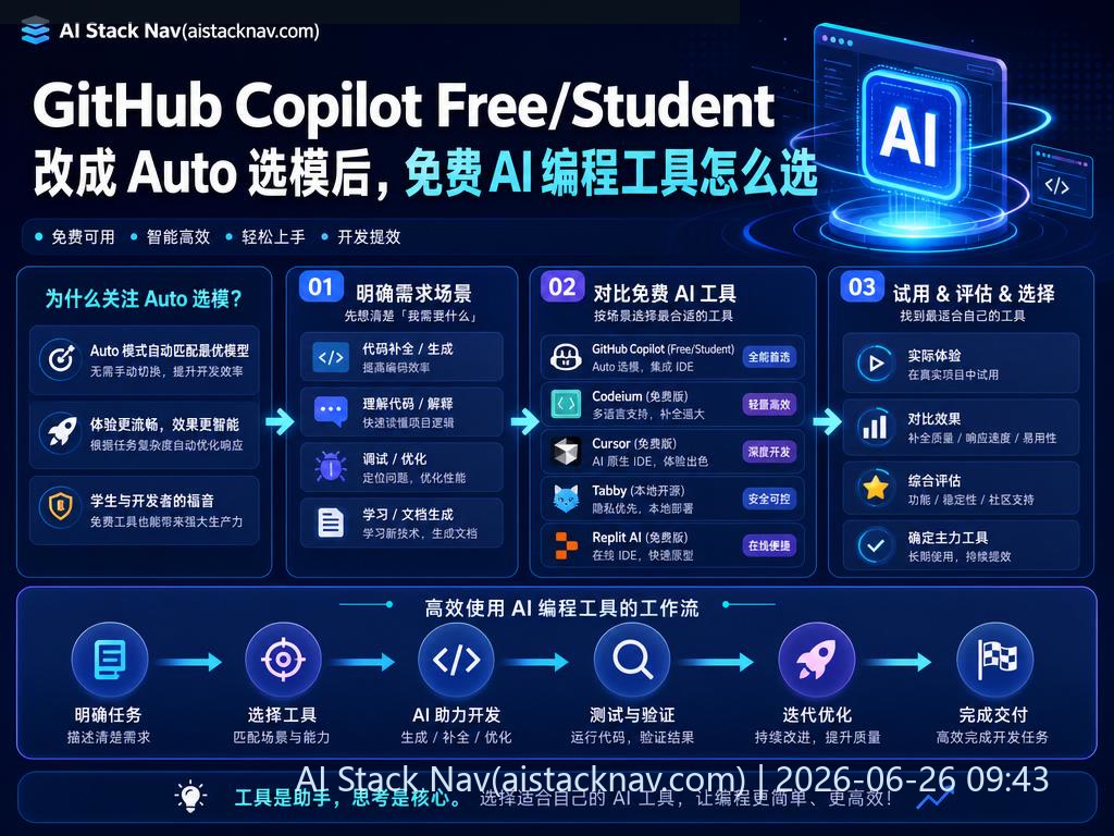 GitHub Copilot Auto 模型与免费 AI 编程工具对比