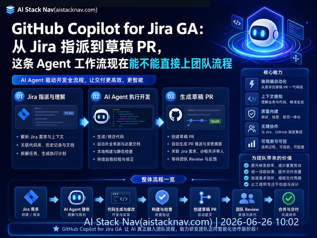GitHub Copilot for Jira 正式发布，智能协作流程示意