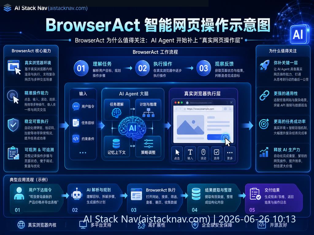BrowserAct 智能网页操作示意图