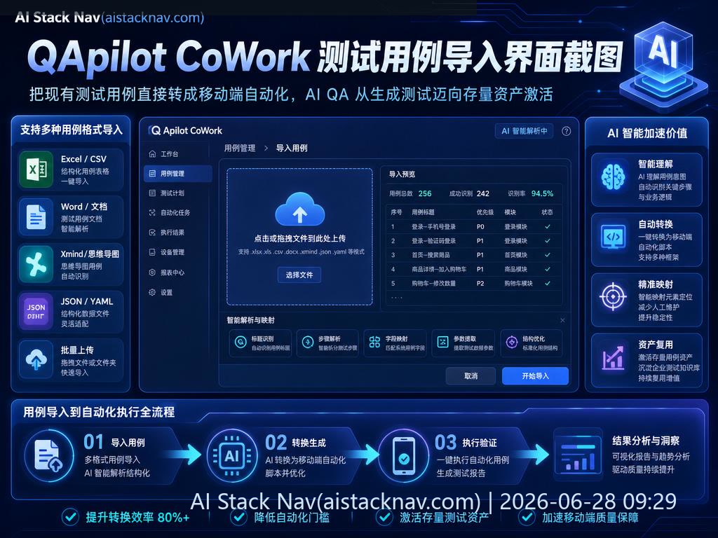 QApilot CoWork 测试用例导入界面截图