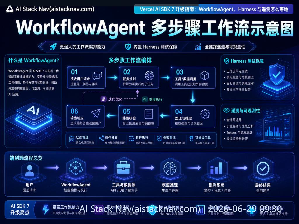 Vercel AI SDK 7 工作流示意图