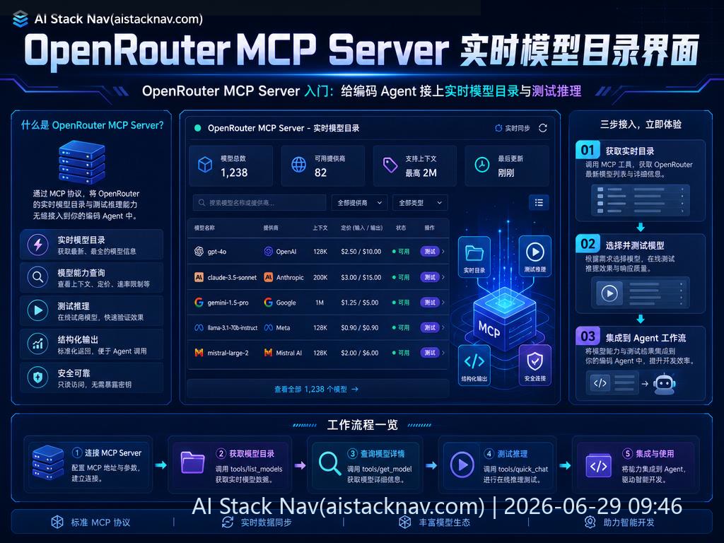 OpenRouter MCP Server 实时模型目录界面