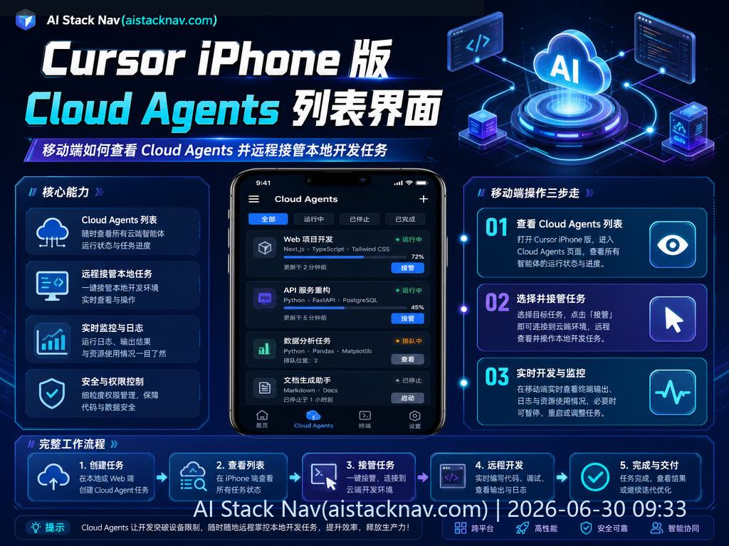 Cursor iPhone 版 Cloud Agents 列表界面