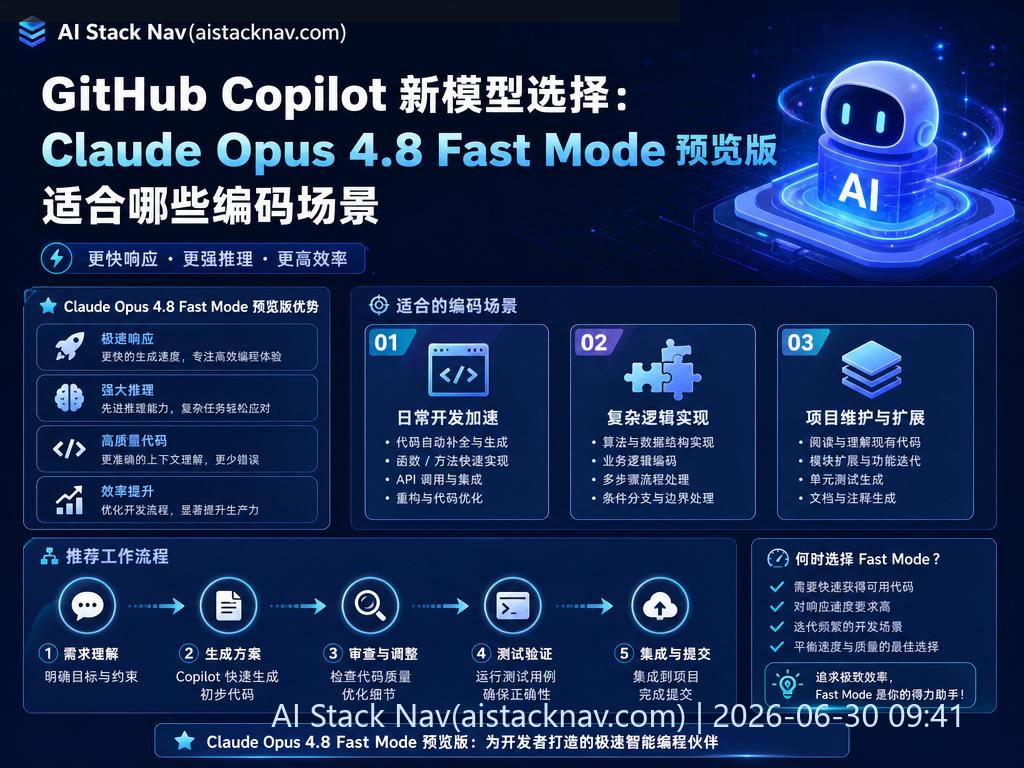 GitHub Copilot Claude Opus 4.8 Fast Mode 科技感封面