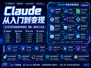 AI Stack Nav Claude 教程合集封面图，展示 Claude 提示词、SEO 写作、商业文案、办公文档处理和自动化工作流资料包
