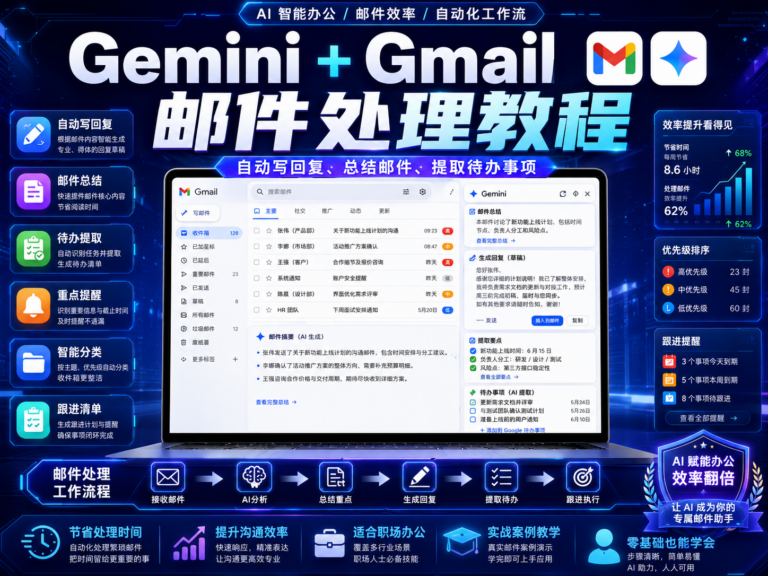 Gemini + Gmail 邮件处理教程：自动写回复、总结邮件、提取待办事项 - AI Stack Nav