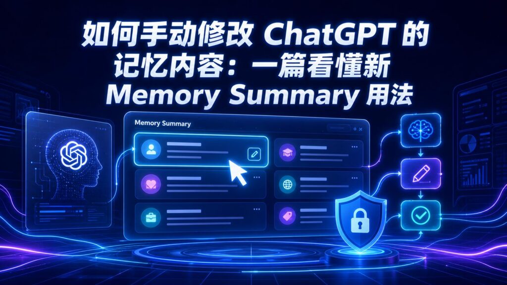 如何手动修改 ChatGPT 的记忆内容和新 Memory Summary 用法的科技感封面图