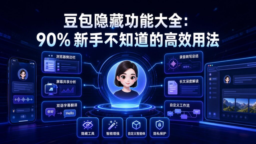 豆包隐藏功能大全 90% 新手不知道的高效用法科技感封面图