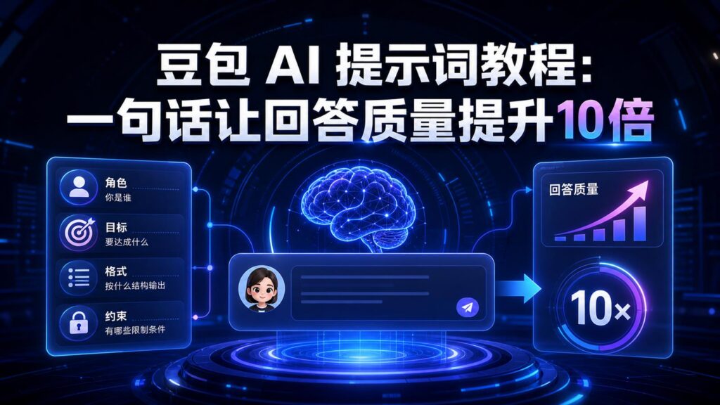 豆包 AI 提示词教程一句话让回答质量提升 10 倍科技感封面图