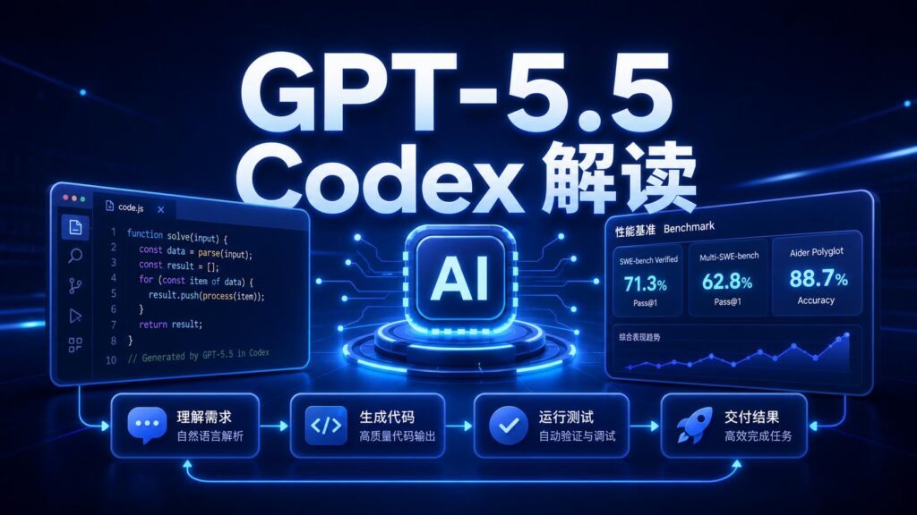 GPT-5.5 Codex 编程模型能力解读科技感封面图