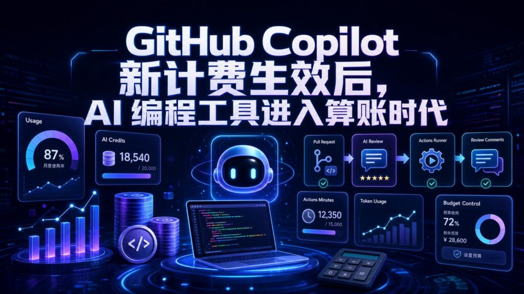 GitHub Copilot 新计费生效后 AI 编程工具进入算账时代科技感封面图