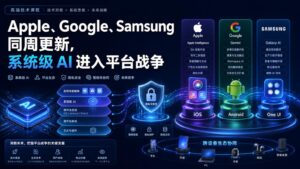 Apple、Google、Samsung 系统级 AI 平台战争科技感封面图