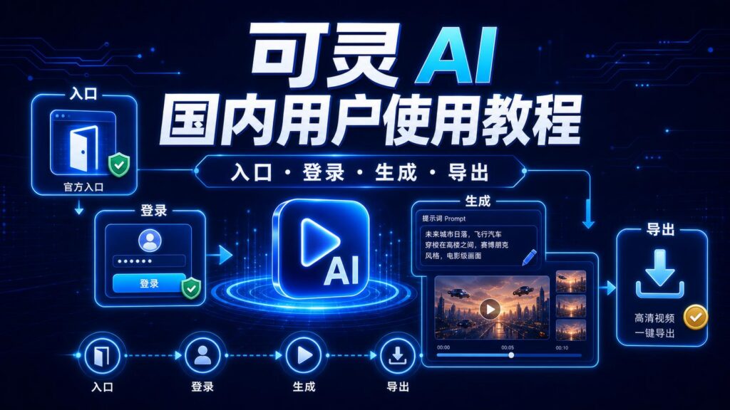可灵 AI 国内用户使用教程入口登录生成导出科技感封面图