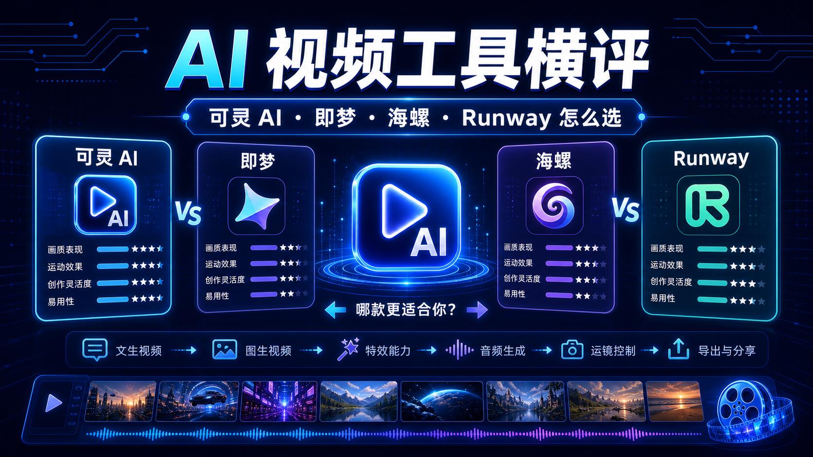 可灵 AI、即梦、海螺、Runway 怎么选?AI 视频工具横评