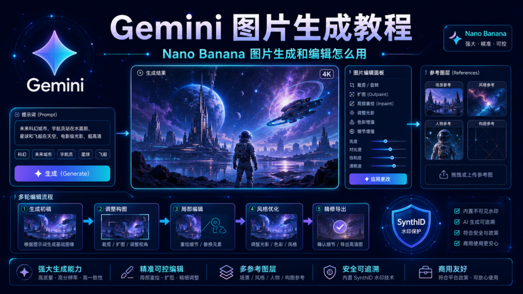 Gemini Nano Banana 图片生成和编辑教程封面图