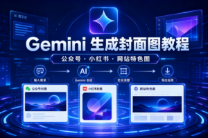 Gemini 生成封面图教程封面图，展示公众号、小红书和网站特色图完整流程