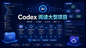 Codex 阅读大型项目代码结构的科技感封面图