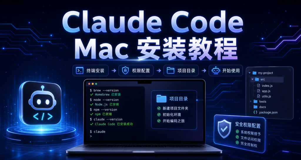 Claude Code Mac 安装教程终端权限项目目录完整设置封面图