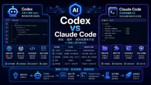 Codex vs Claude Code AI 编程工具对比科技感封面图