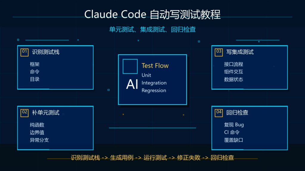 Claude Code 自动写测试教程科技感封面图