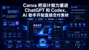 Canva 接入 ChatGPT 和 Codex 后 AI 助手直接交付设计素材科技感封面图