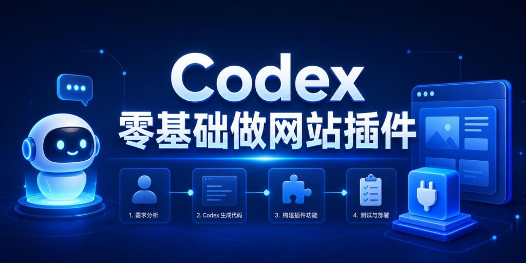Codex 零基础做网站插件实测科技感封面图