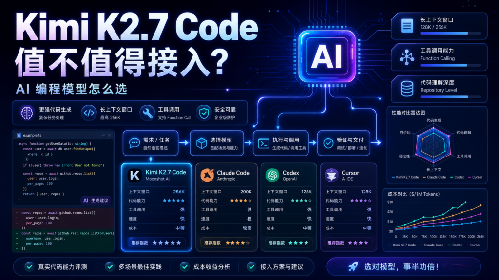 Kimi K2.7 Code 值不值得接入和 AI 编程模型选择封面图