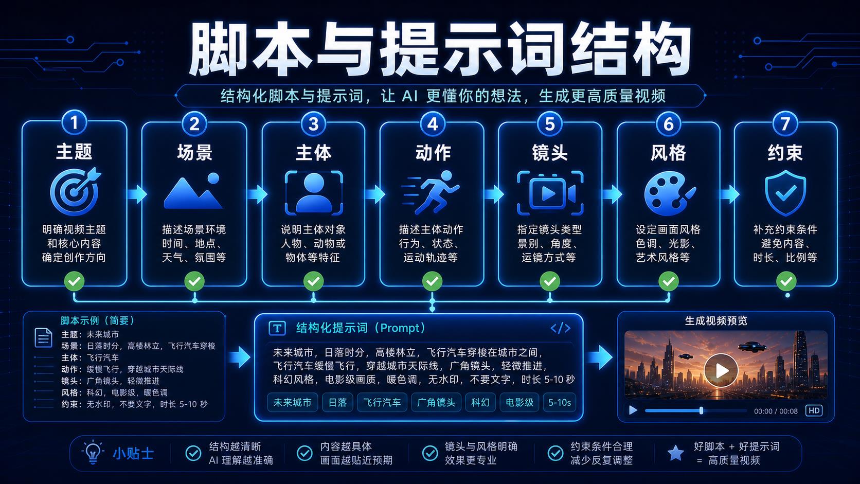 可灵 AI 脚本与提示词结构图