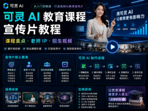 使用可灵 AI 制作课程卖点视频、老师 IP 视频和招生视频，覆盖脚本、分镜、Prompt 与剪辑包装。