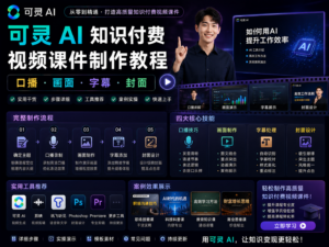 可灵 AI 科技感宣传片教程封面图，展示 AI 工具、SaaS 产品和网站介绍视频的完整创意与制作工作流。