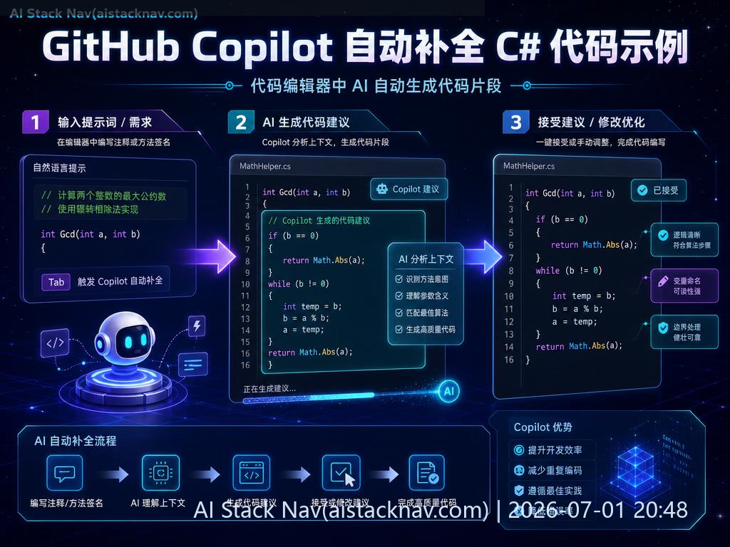 GitHub Copilot 在 Visual Studio 中自动补全 C# 代码示例