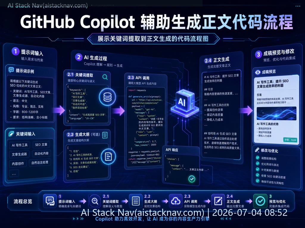 GitHub Copilot 辅助生成正文代码流程