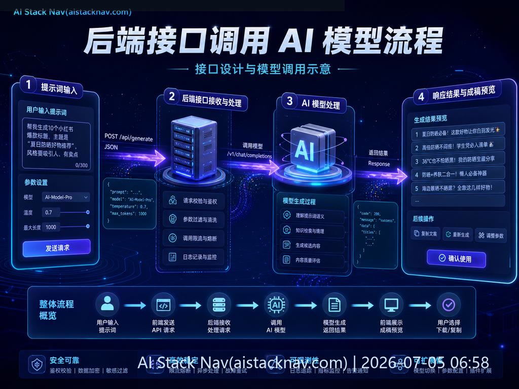 后端接口调用 AI 模型流程图