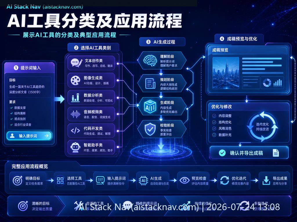 AI工具分类及应用流程图