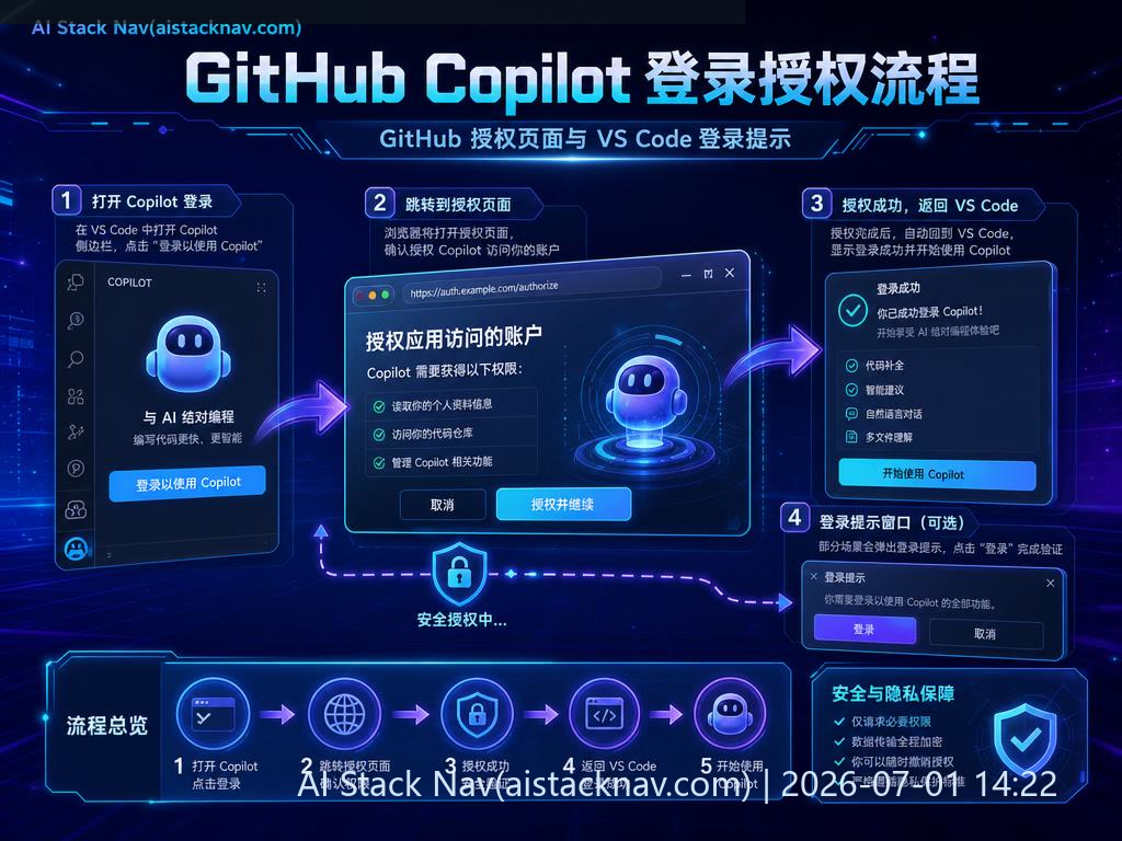 GitHub Copilot VS Code 登录授权流程
