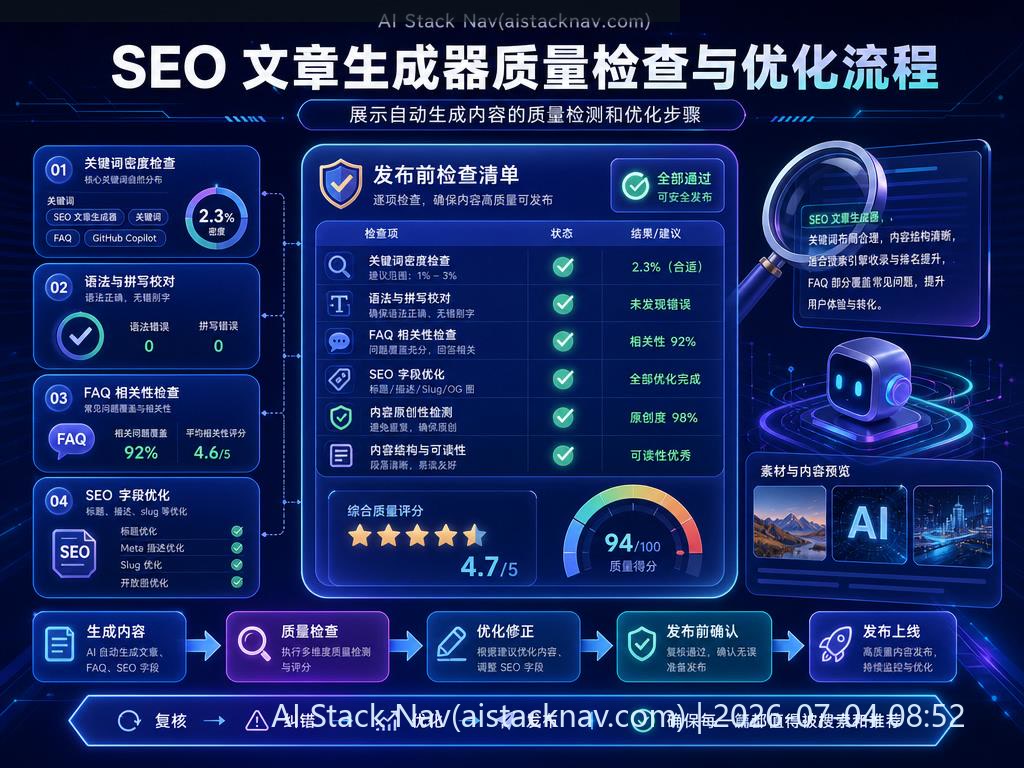 SEO 文章生成器质量检查与优化流程