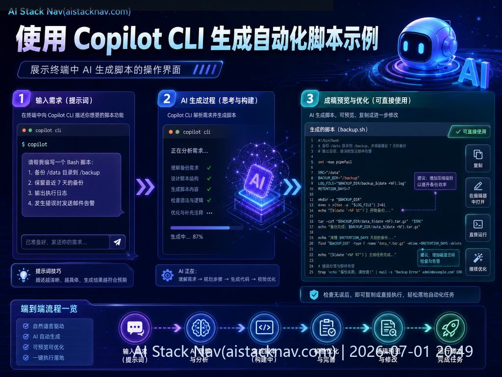 GitHub Copilot CLI 生成脚本示例