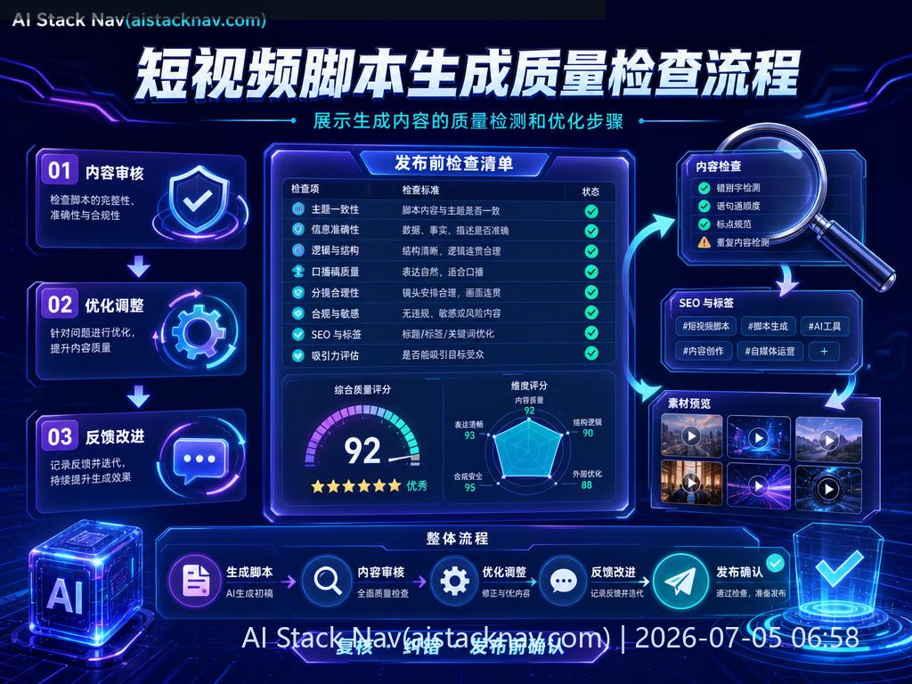 短视频脚本生成质量检查示意
