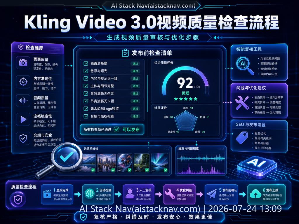 Kling Video 3.0生成视频质量检查流程