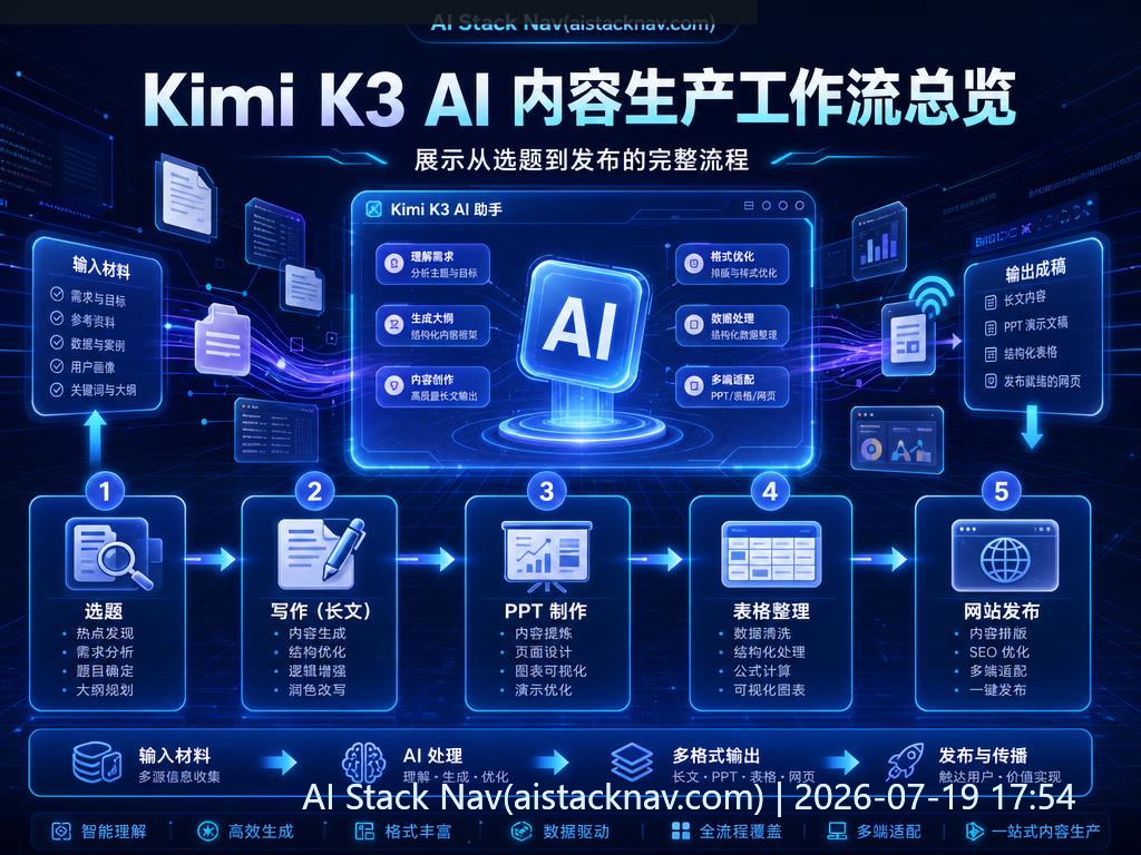 Kimi K3 AI 内容生产工作流科技感封面