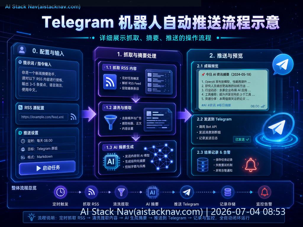 Telegram 机器人自动推送流程图