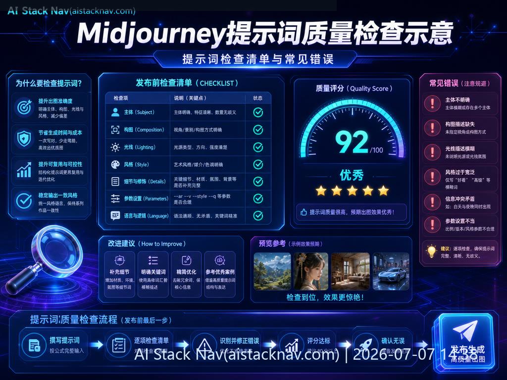 Midjourney提示词质量检查示意图