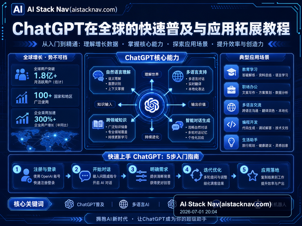 ChatGPT在全球的快速普及与应用拓展教程 特色图