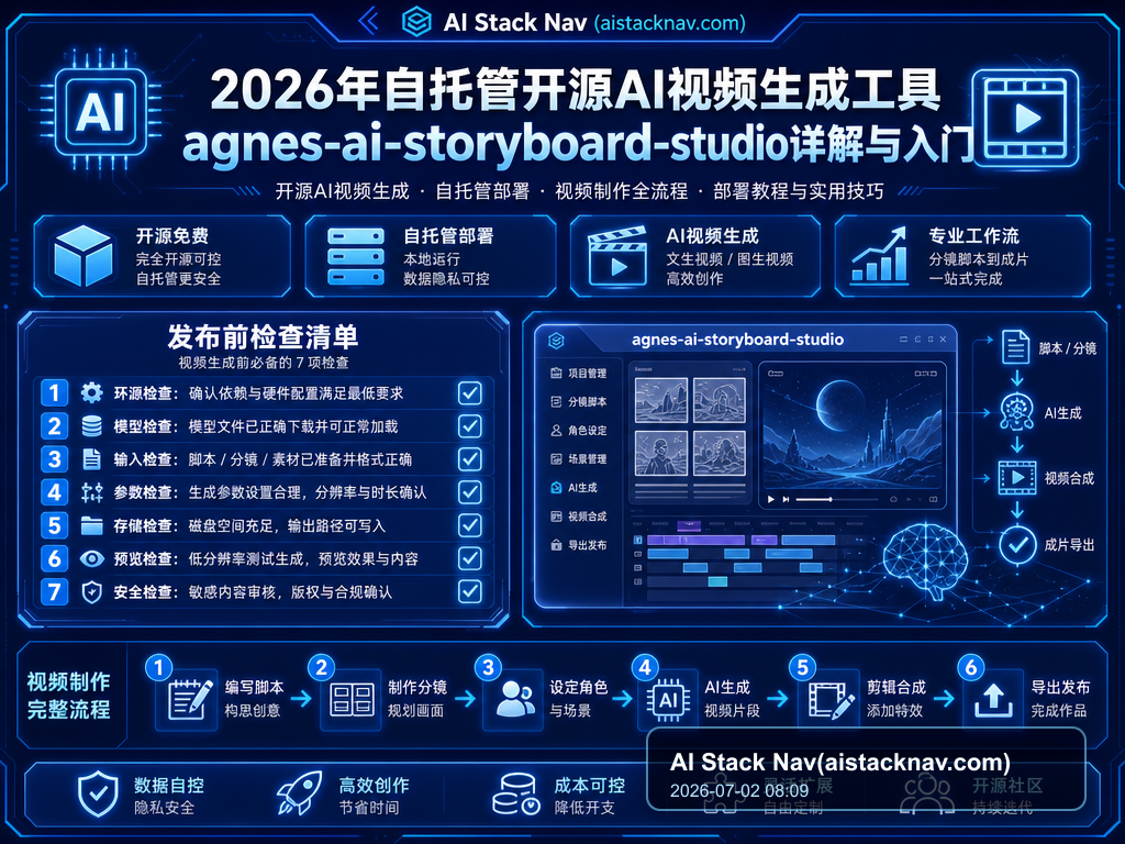 2026年自托管开源AI视频生成工具agnes-ai-storyboard-studio详解与入门 教程插图 2