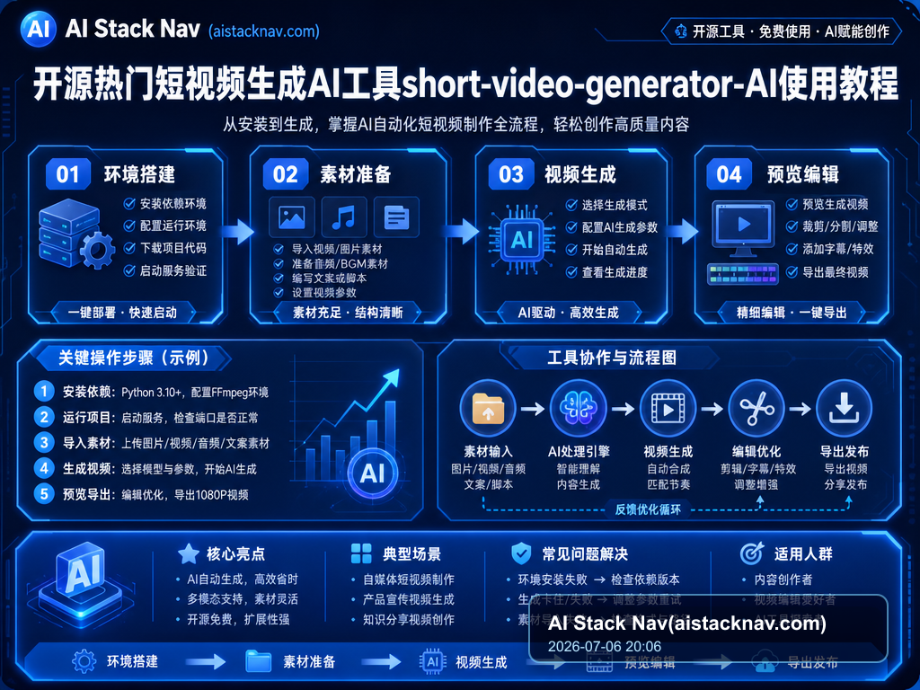 开源热门短视频生成AI工具short-video-generator-AI使用教程 教程插图 1