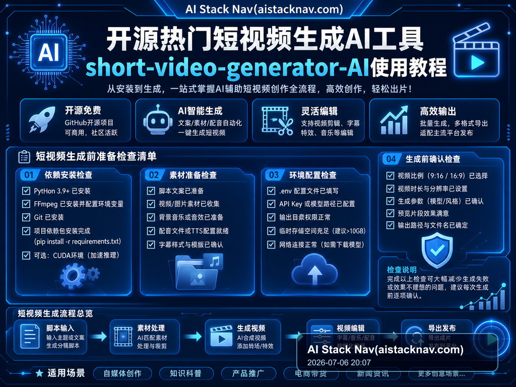 开源热门短视频生成AI工具short-video-generator-AI使用教程 教程插图 2