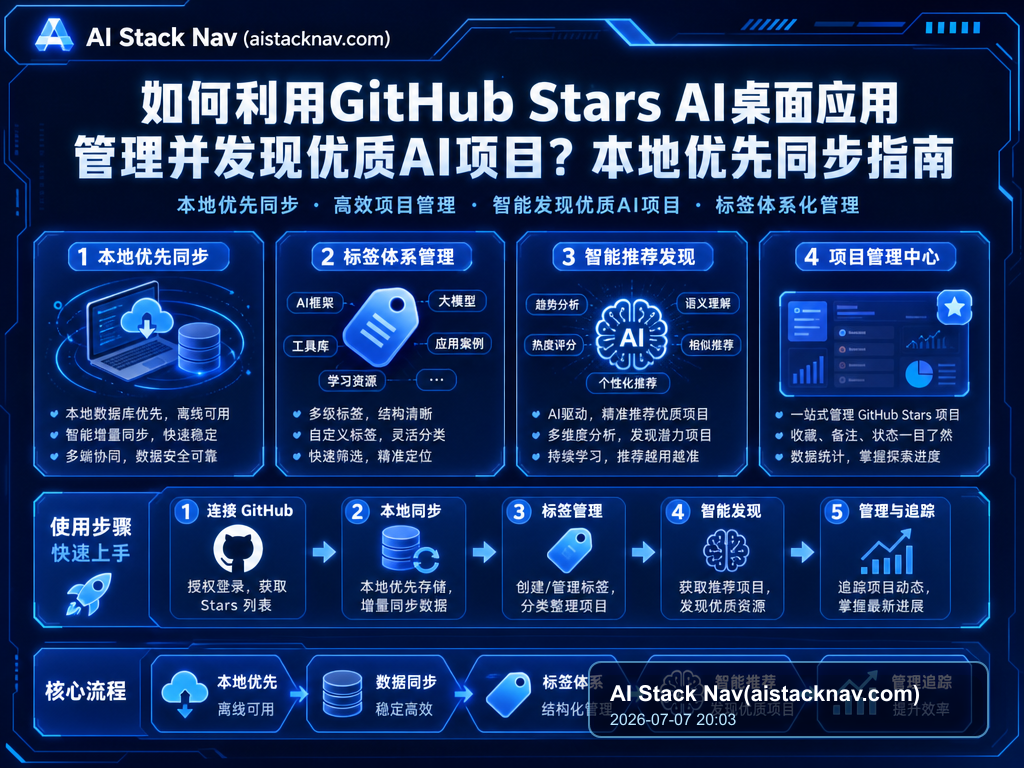 如何利用GitHub Stars AI桌面应用管理并发现优质AI项目？本地优先同步指南 特色图