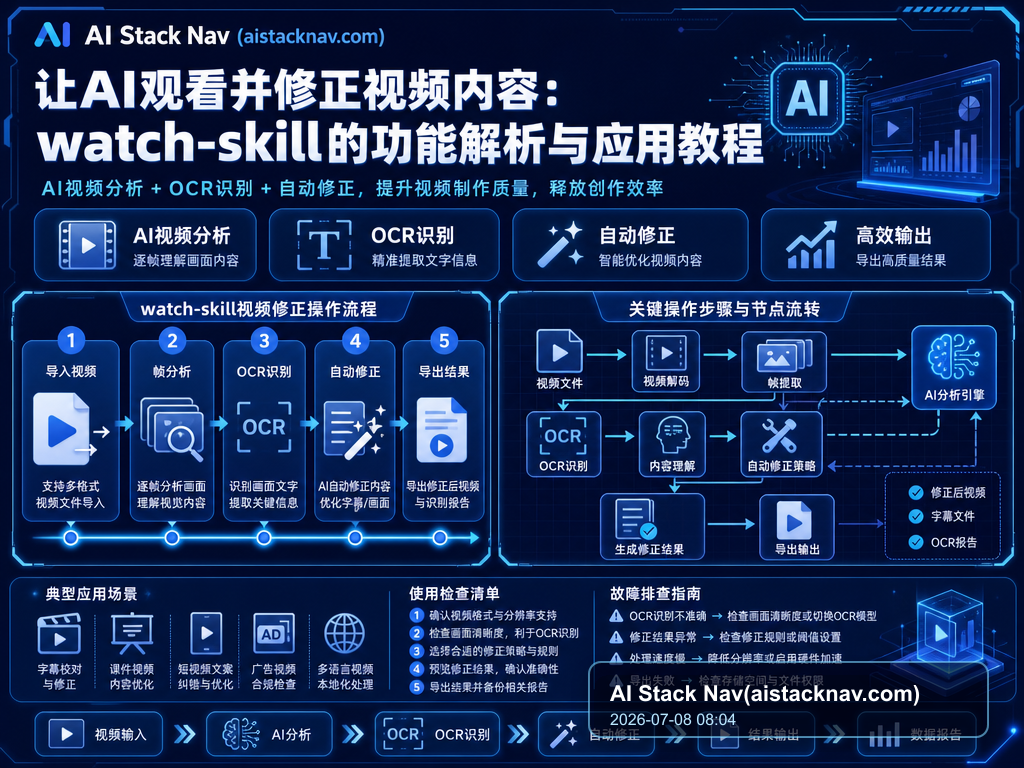 让AI观看并修正视频内容：watch-skill的功能解析与应用教程 教程插图 1