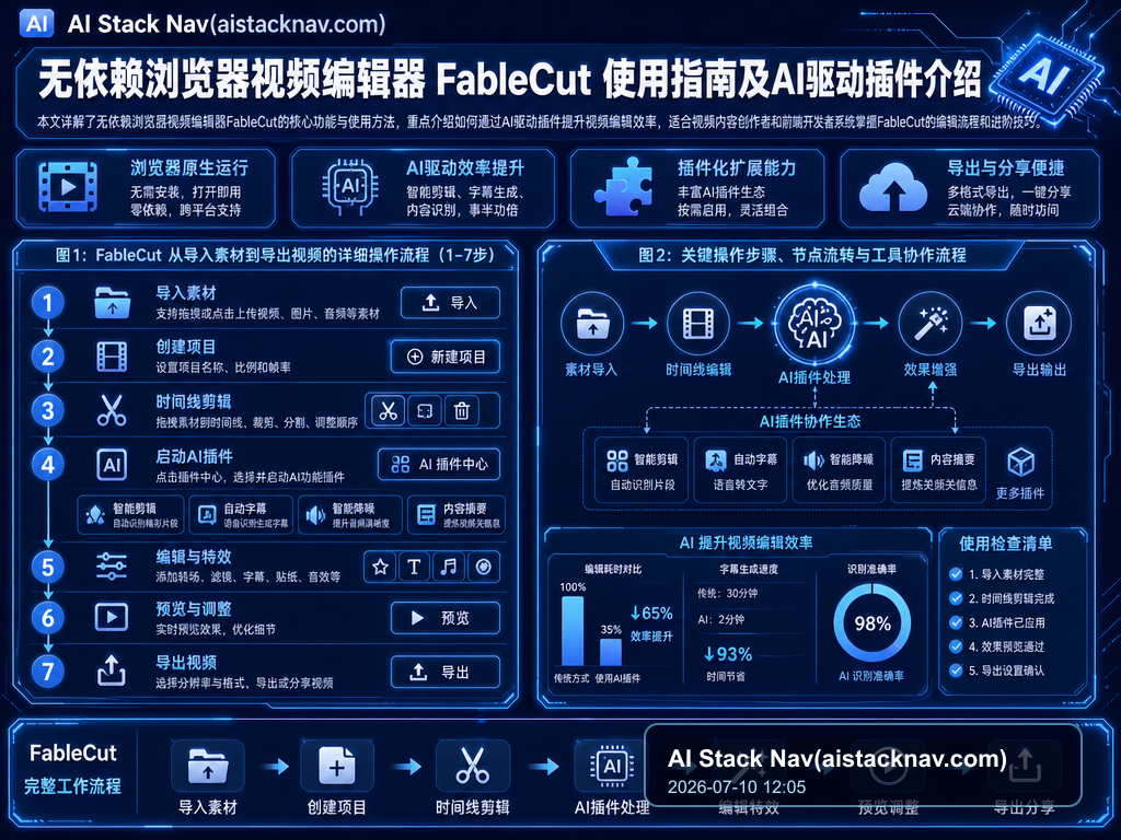 无依赖浏览器视频编辑器 FableCut 使用指南及AI驱动插件介绍 教程插图 1