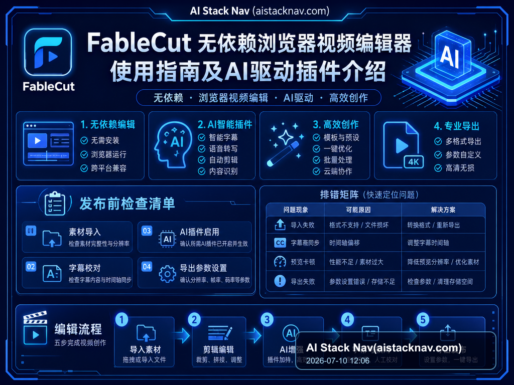 无依赖浏览器视频编辑器 FableCut 使用指南及AI驱动插件介绍 教程插图 2